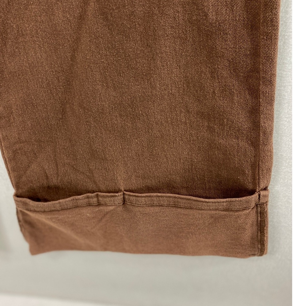 Entro Pants Women Large Chocolate Brown Wide Leg Cropped Cuffed Dark Academia - Picture 3 of 11